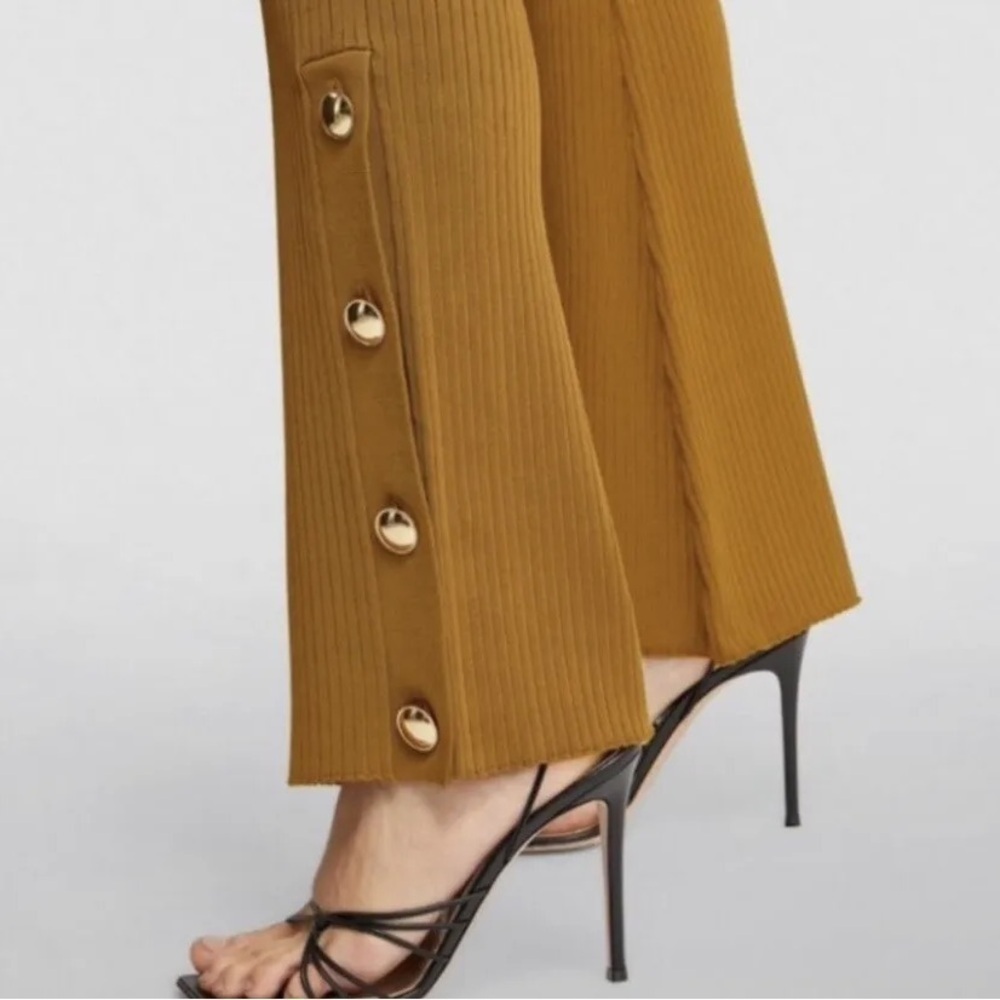 NWT Good American Plaited Rib Boss Flare Goldenrod pants - Picture 6 of 10